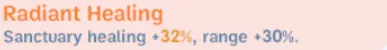 Radiant Healing trait displayed in the Priest build interface