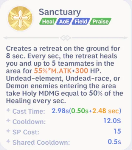 Priest using Sanctuary during a party encounter