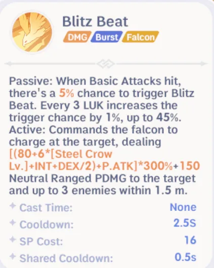 Hunter using Blitz Beat in combat