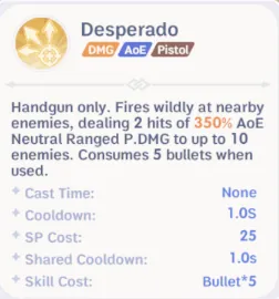 Gunslinger using the Desperado skill during combat