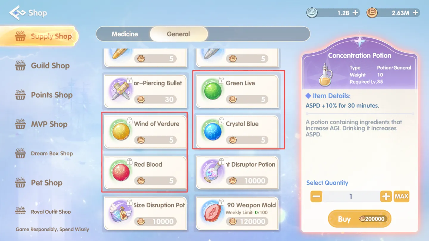 Guild reward items available from event participation