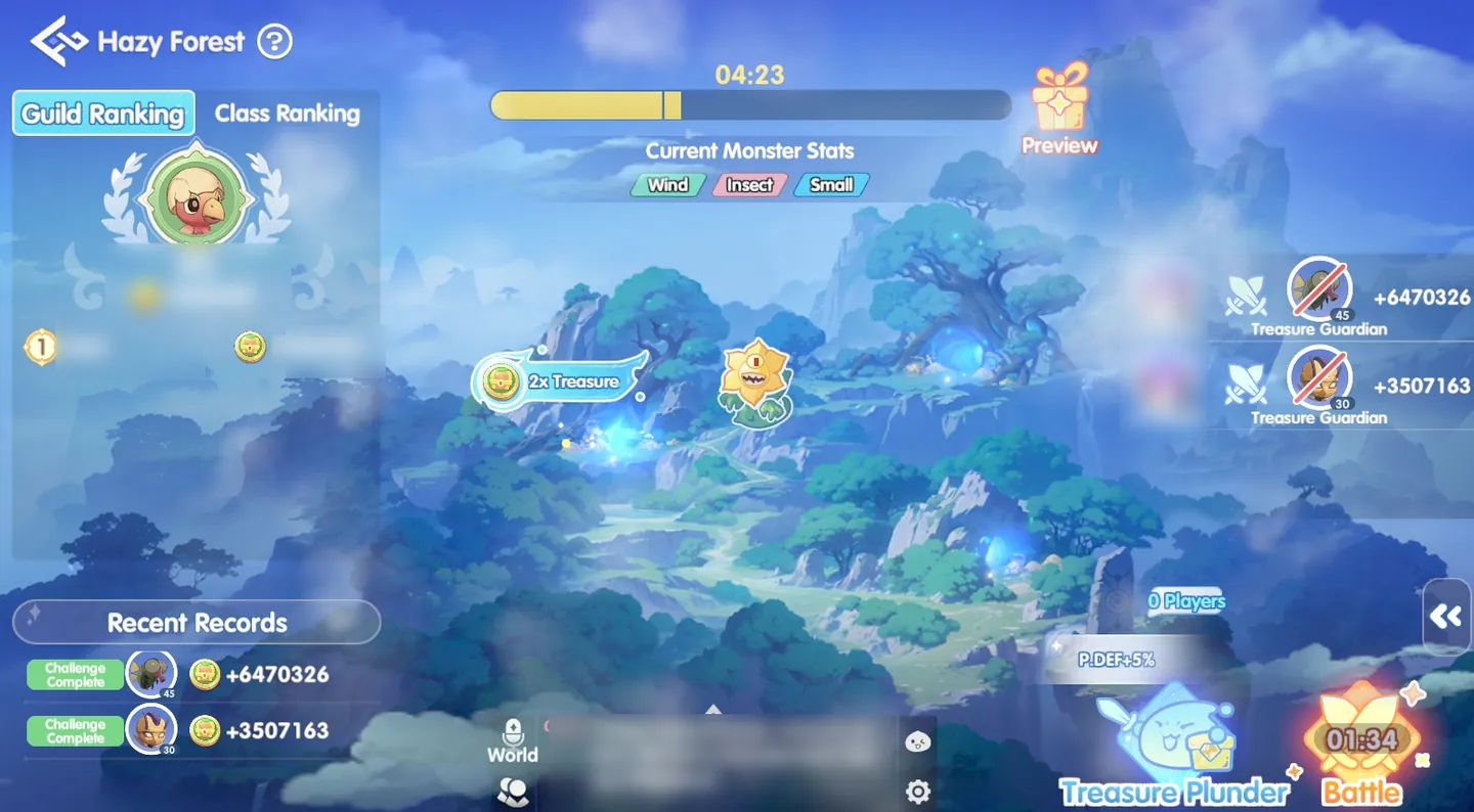 Hazy Forest treasure monster battle