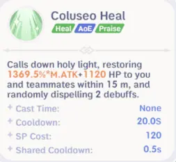 Coluseo Heal party-healing skill for Support High Priest