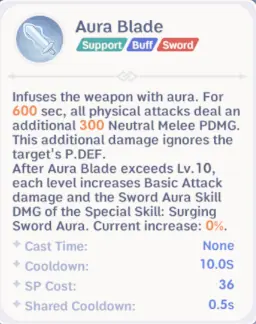 Aura Blade support skill for Lord Knight