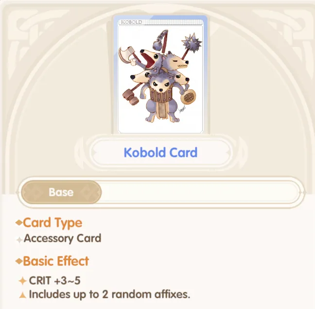 Kobold card details for a physical Merchant build
