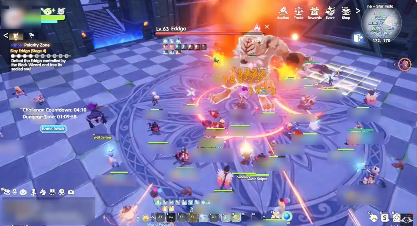Guild party fighting a Polarity Zone boss