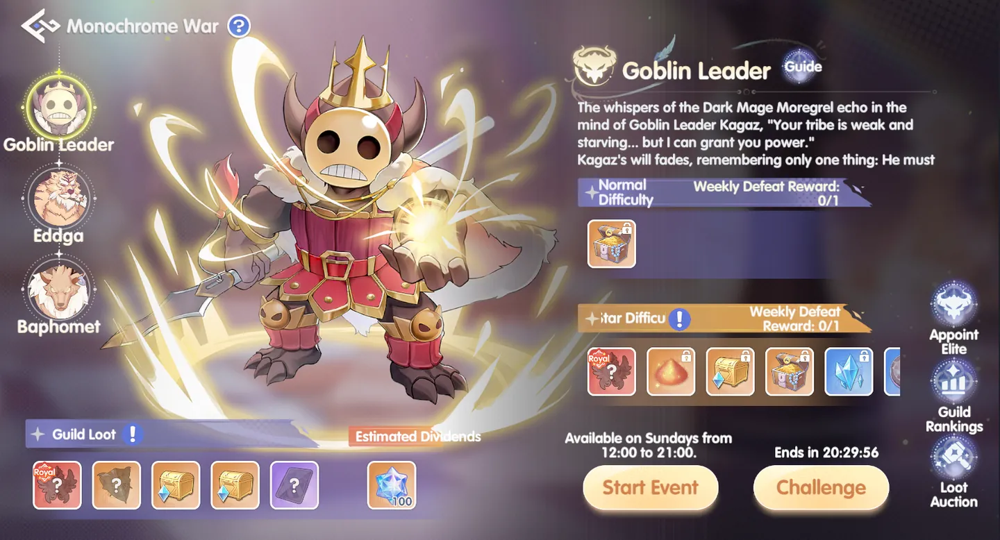 Ragnarok: The New World Polarity Zone boss selection screen