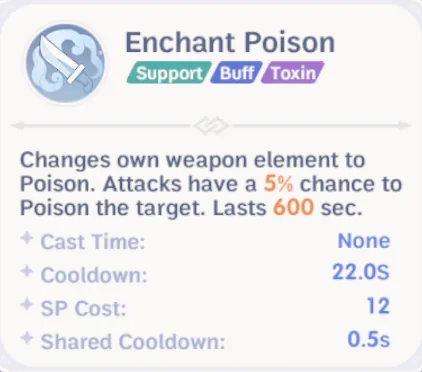 Enchant Poison skill details for a Dual Dagger Assassin