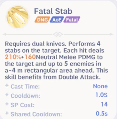 Assassin using Fatal Stab in combat