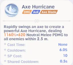 Axe Hurricane Whitesmith damage skill