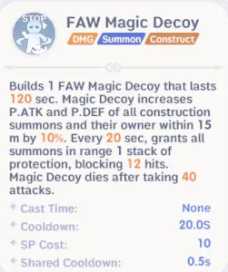 FAW Magic Decoy summon skill for the Whitesmith Turret build